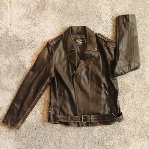 Distressed Leather Bomber Jacket NWOT